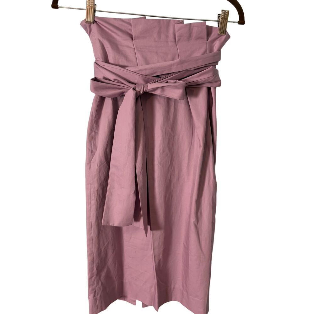 J. Crew Paper bag Waist Wrap Midi Skirt‎ Pink 100% Cotton Belted Size 00 NWT